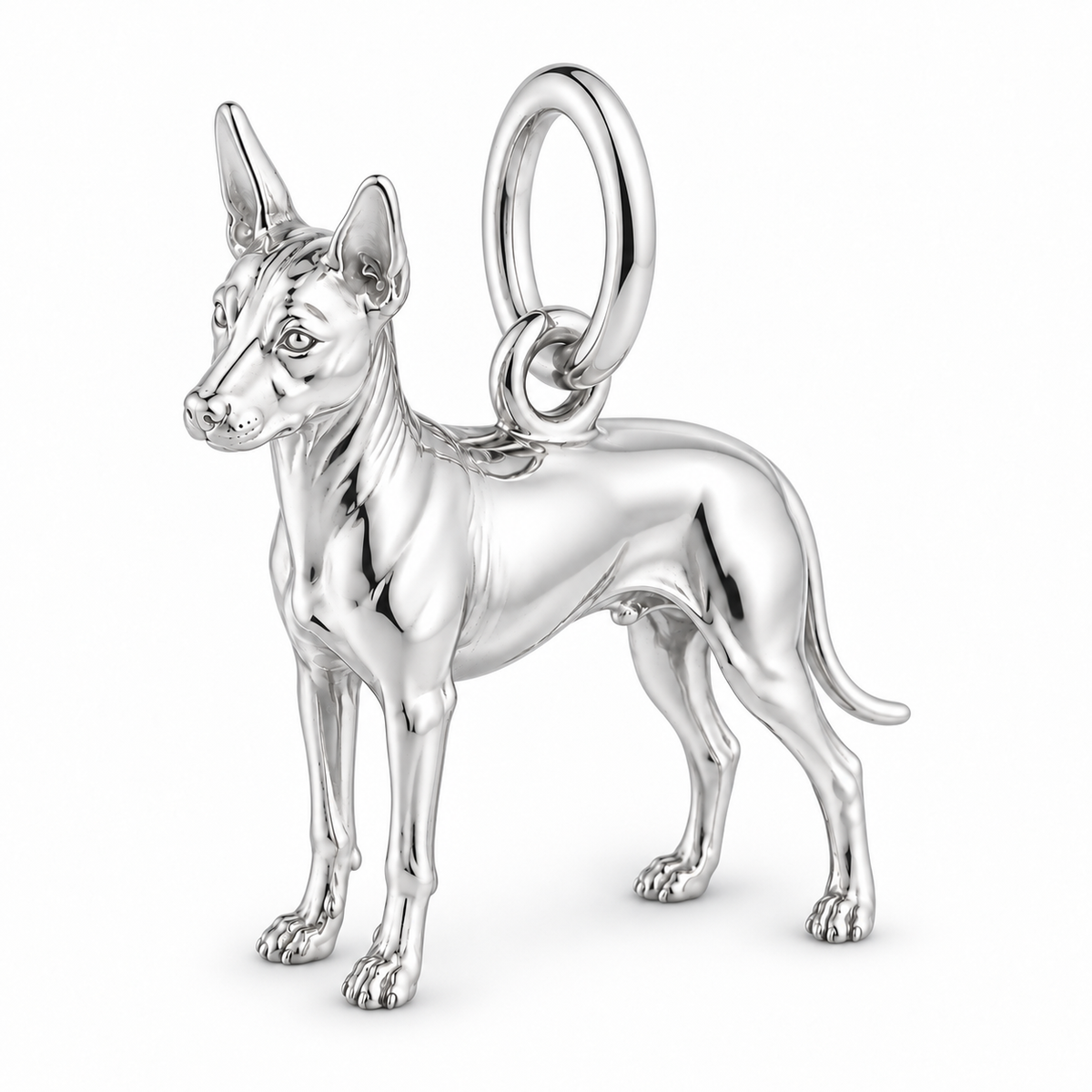 Polished silver dog charm – Xoloitzcuintli - hairless
