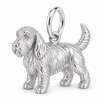 Polished silver dog charm – PBGV / Petit Basset Griffon Vendéen