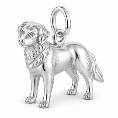 Polished silver dog charm – Nova Scotia Duck Tolling Retriever