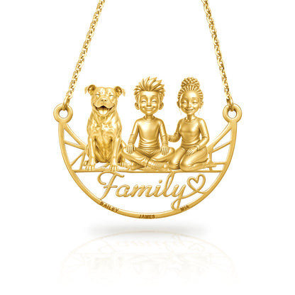 Soulyshine Pit Bull family and dog handcrafted necklace