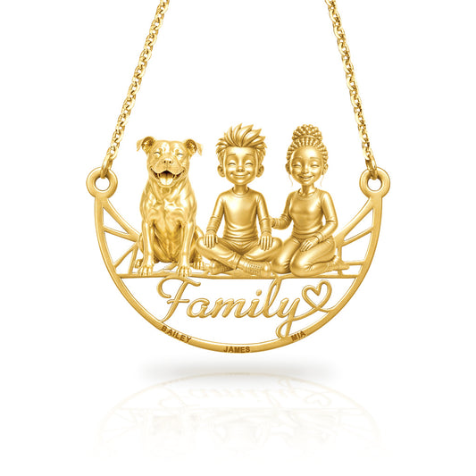 Soulyshine Pit Bull family and dog handcrafted necklace