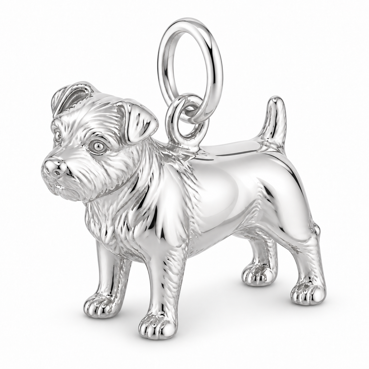 Polished silver dog charm – Norfolk Terrier
