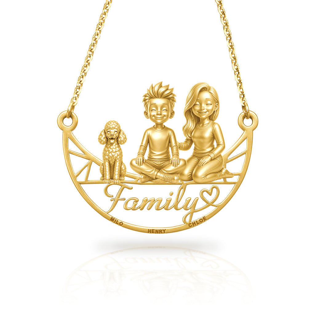 Soulyshine Poodle miniature family and dog handcrafted necklace