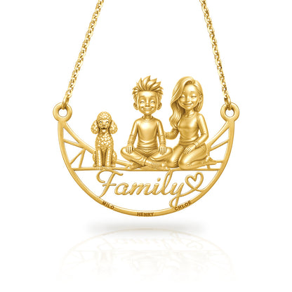 Soulyshine Poodle miniature family and dog handcrafted necklace