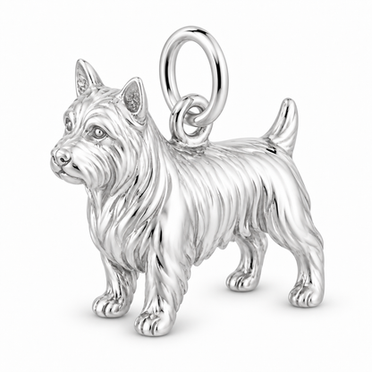 Polished silver dog charm – Australian Terrier