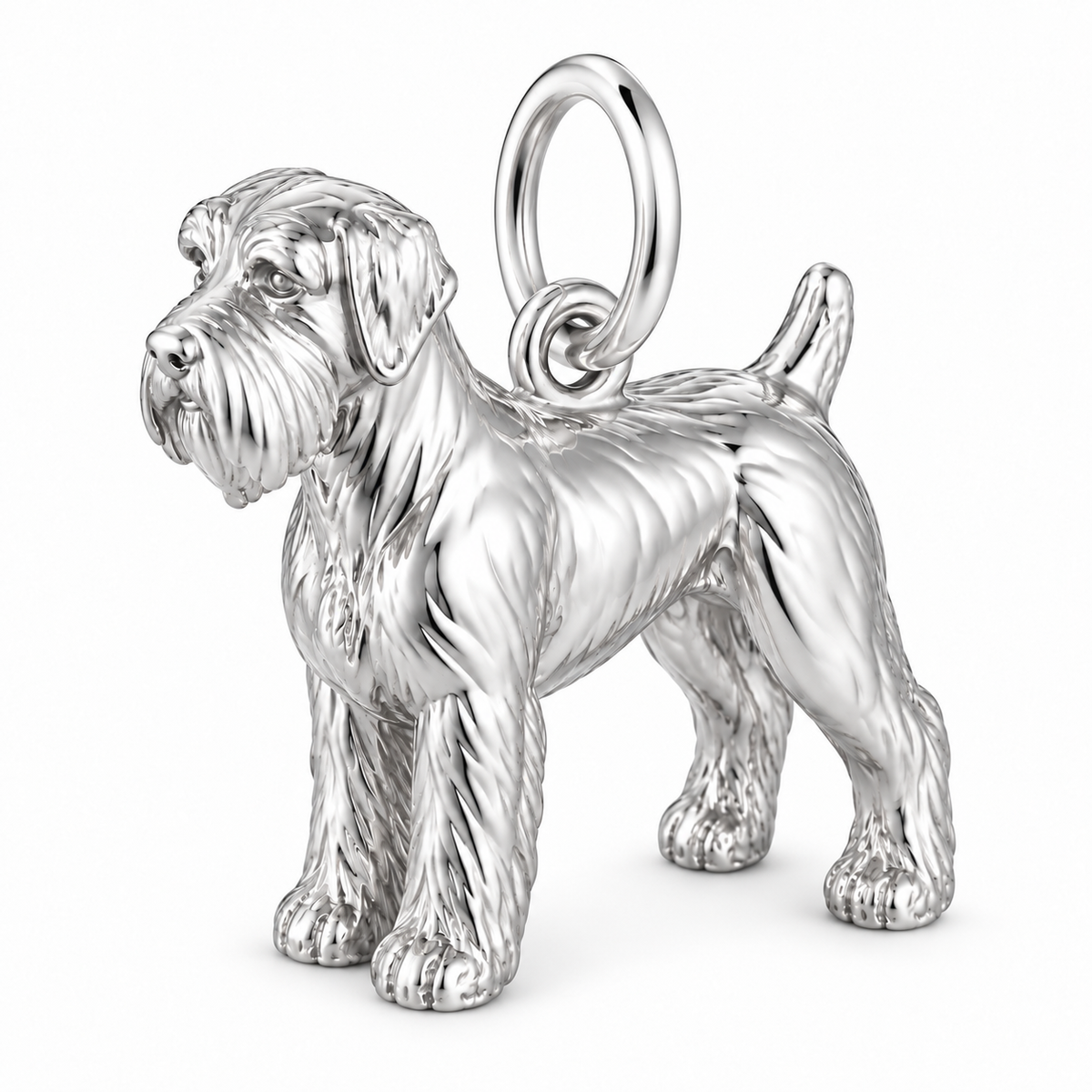 Polished silver dog charm – Black Russian Terrier