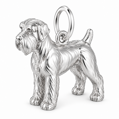 Polished silver dog charm – Black Russian Terrier
