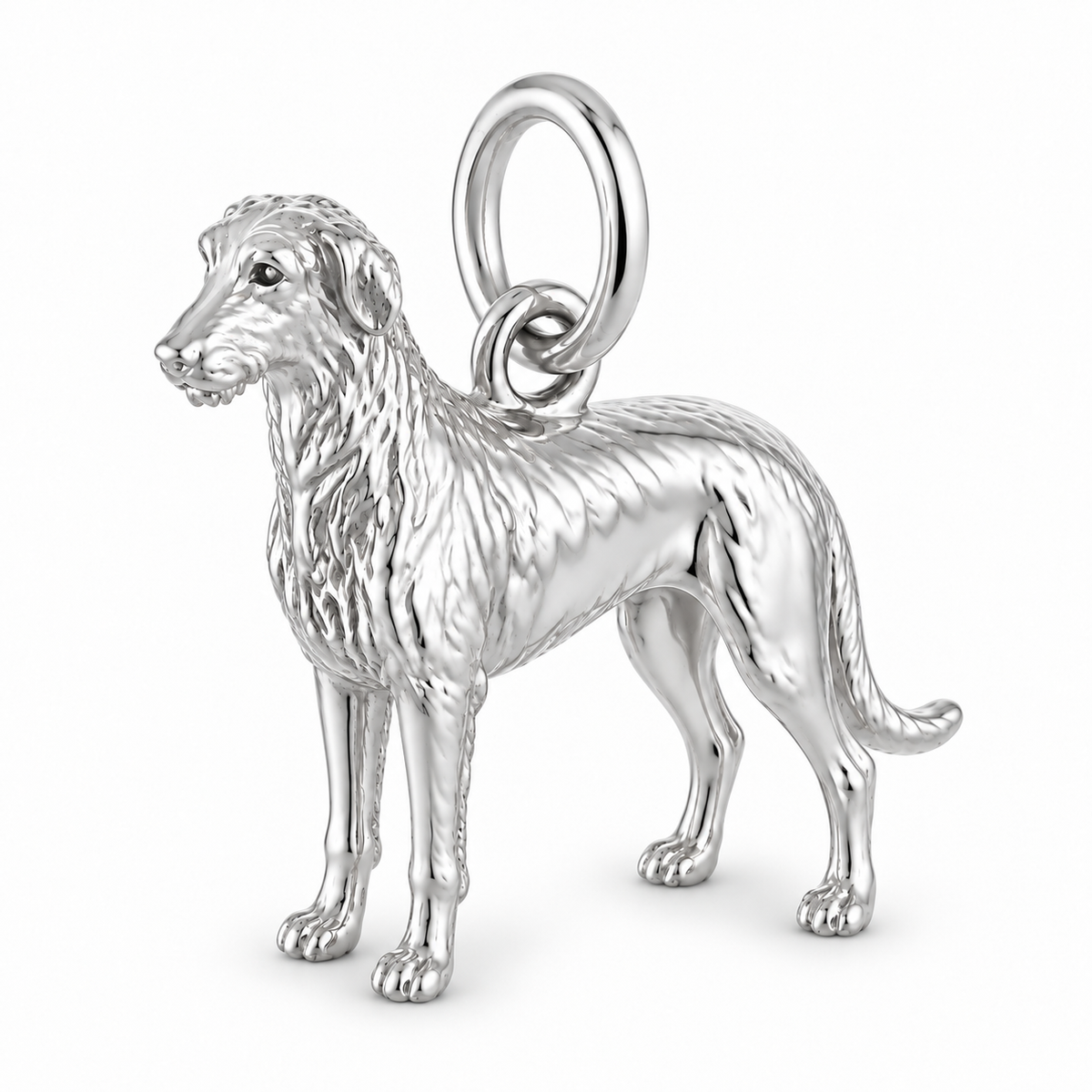 Polished silver dog charm – Scottish Deerhound