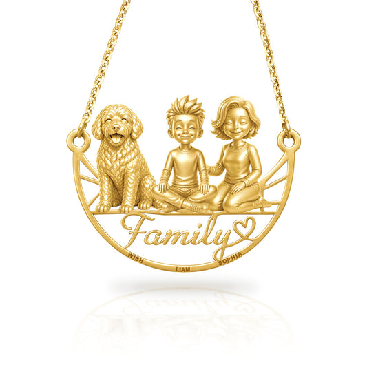 Soulyshine Portuguese Water Dog family and dog handcrafted necklace