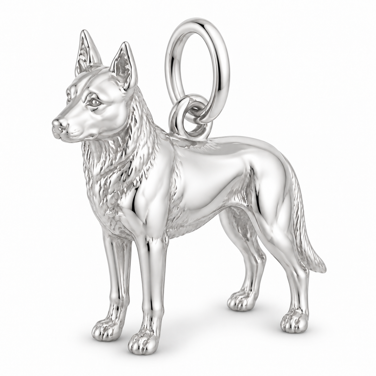 Polished silver dog charm – Beauceron