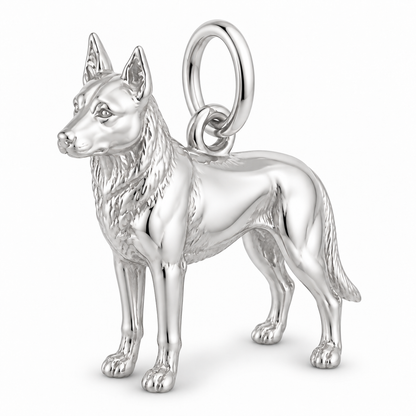 Polished silver dog charm – Beauceron