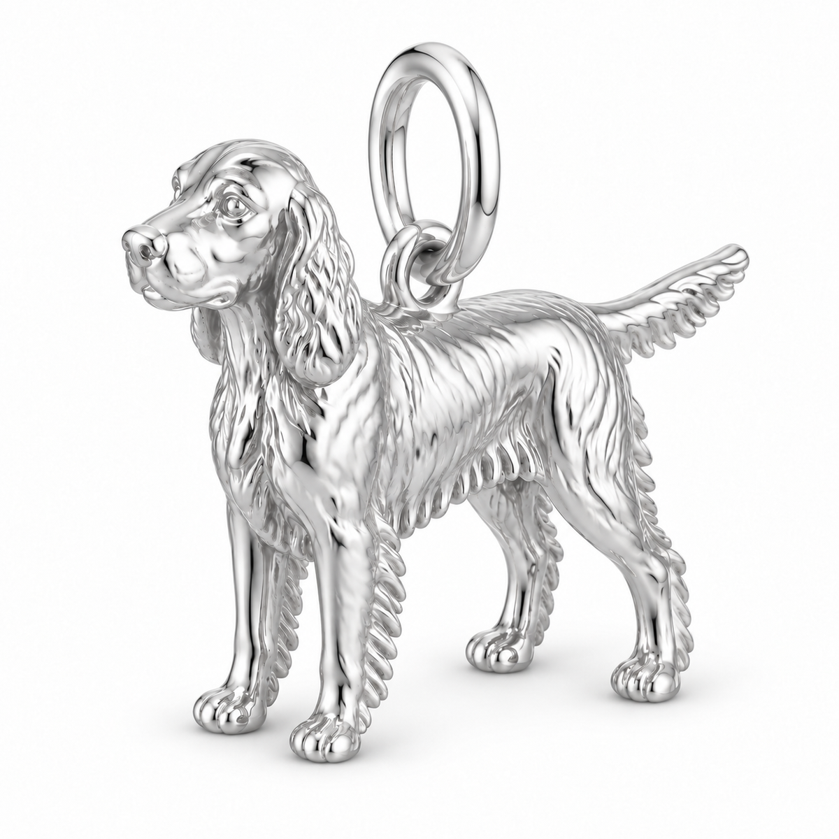 Polished silver dog charm – Gordon Setter