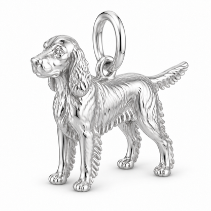 Polished silver dog charm – Gordon Setter