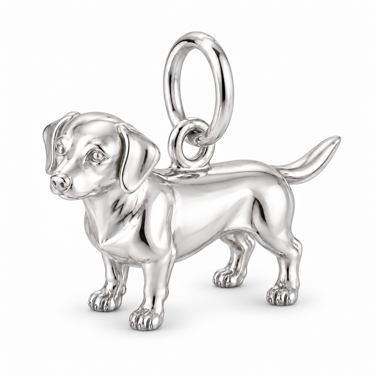 Polished silver dog charm – Chiweenie