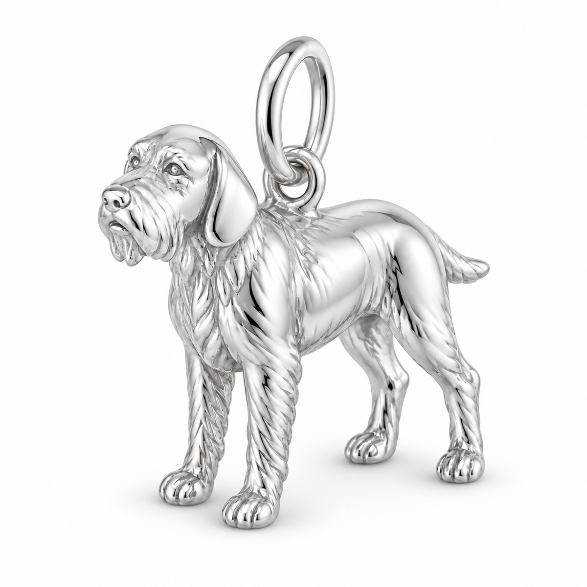 Polished silver dog charm – Spinone Italiano