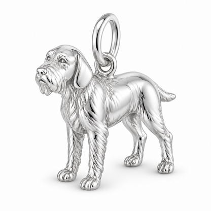 Polished silver dog charm – Spinone Italiano