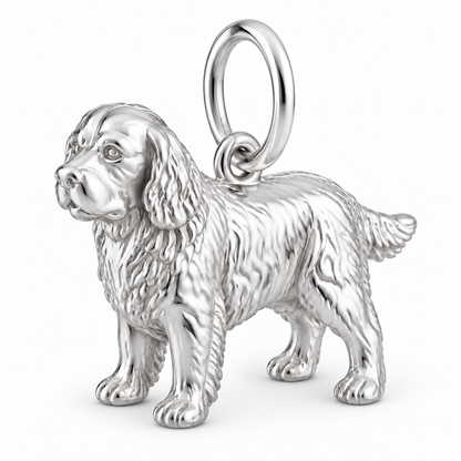 Polished silver dog charm – Clumber Spaniel