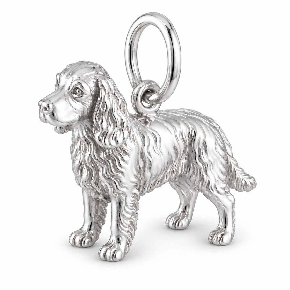 Polished silver dog charm – Welsh Springer Spaniel