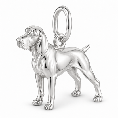 Polished silver dog charm – Bracco Italiano