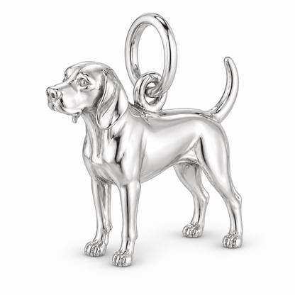 Polished silver dog charm – Treeing Walker Coonhound