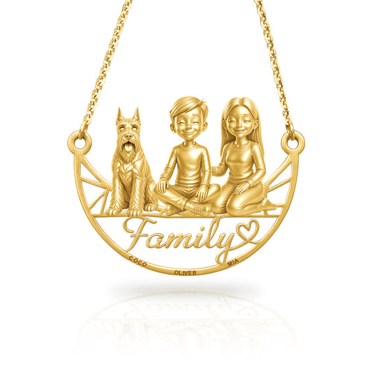 Soulyshine Schnauzer Giant family and dog handcrafted necklace