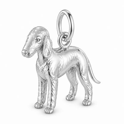 Polished silver dog charm – Bedlington Terrier