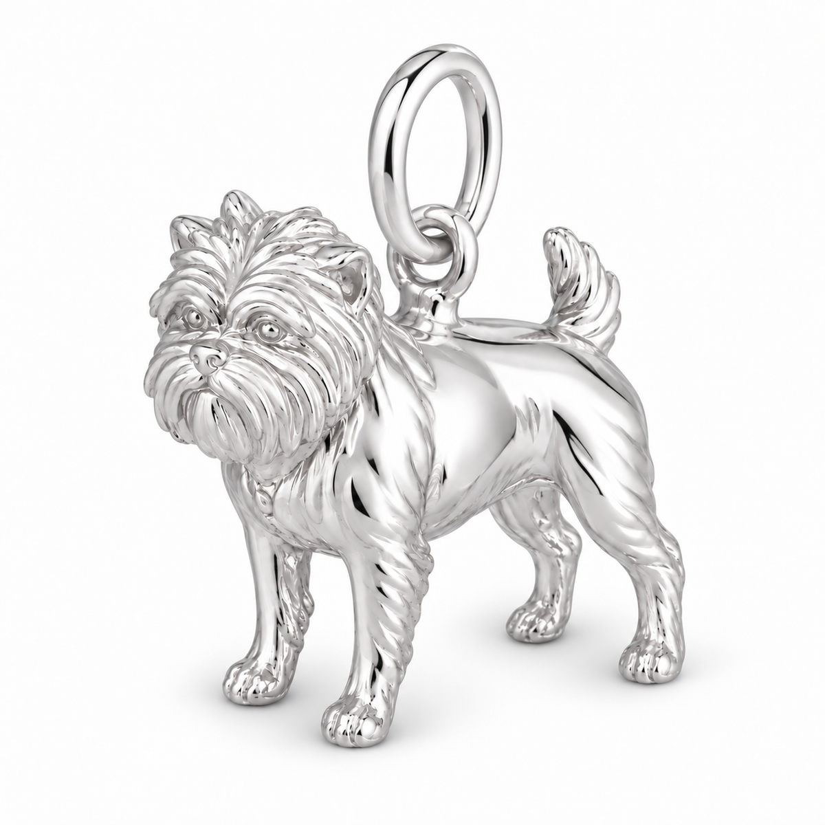 Polished silver dog charm – Affenpinscher