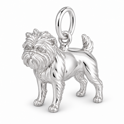 Polished silver dog charm – Affenpinscher