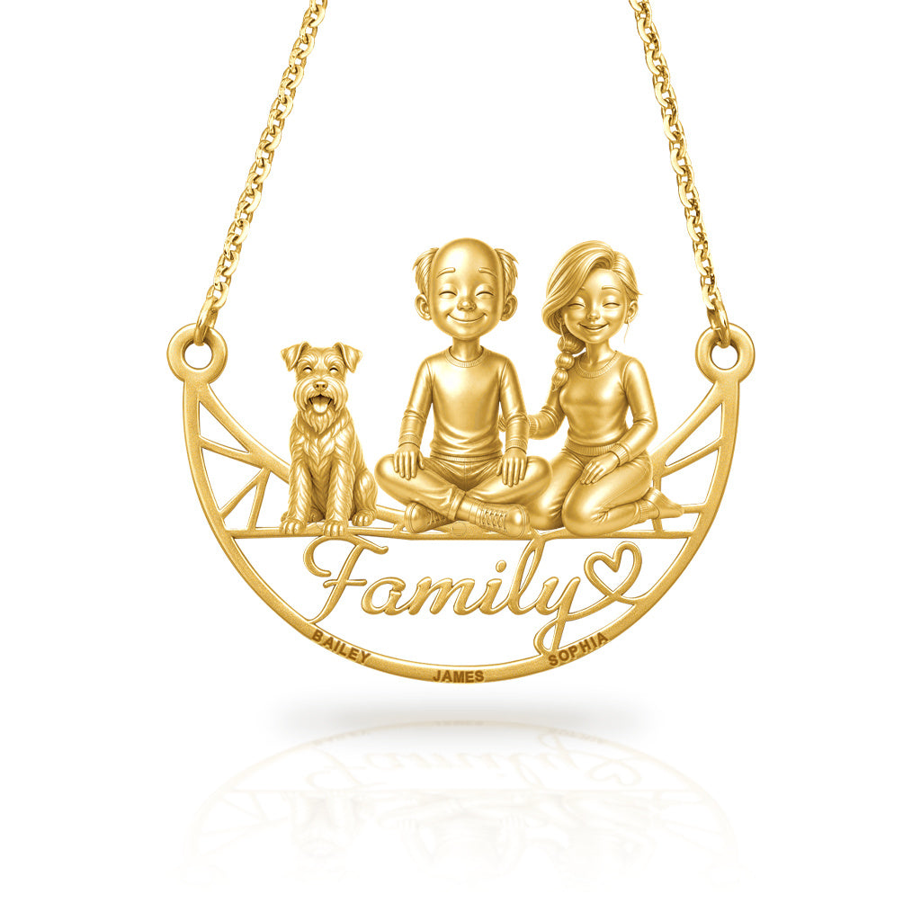 Soulyshine Schnauzer Miniature natural ears family and dog handcrafted necklace