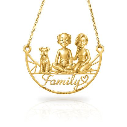 Soulyshine Schnauzer Miniature natural ears family and dog handcrafted necklace