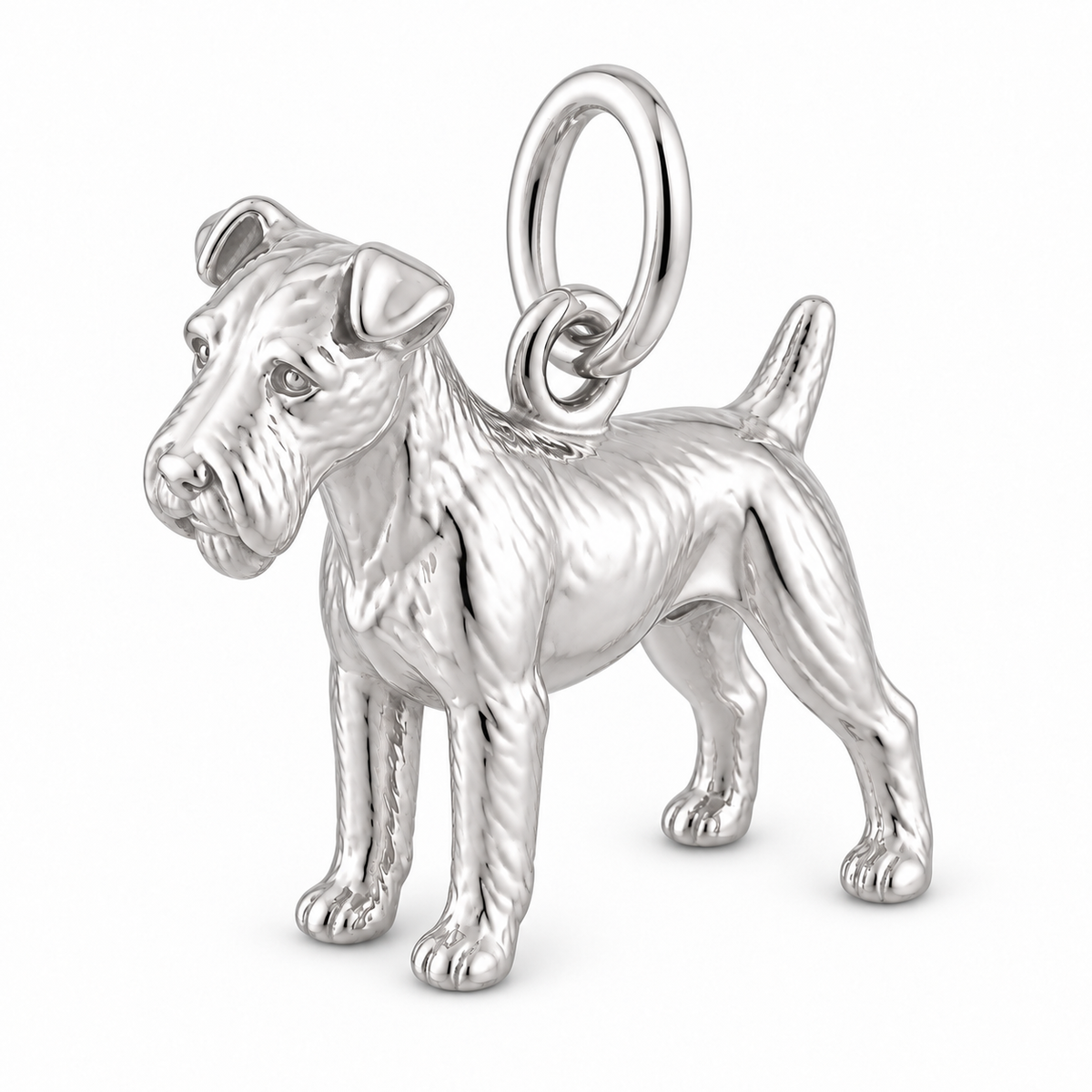 Polished silver dog charm – Lakeland Terrier