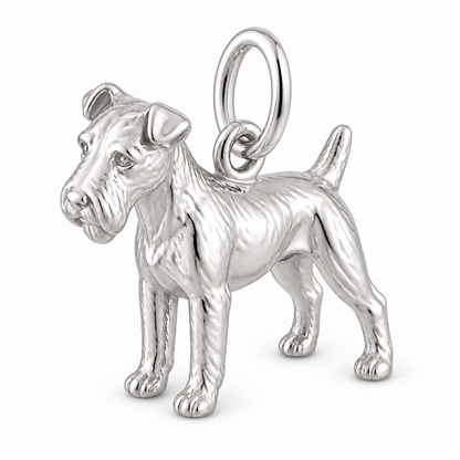 Polished silver dog charm – Lakeland Terrier