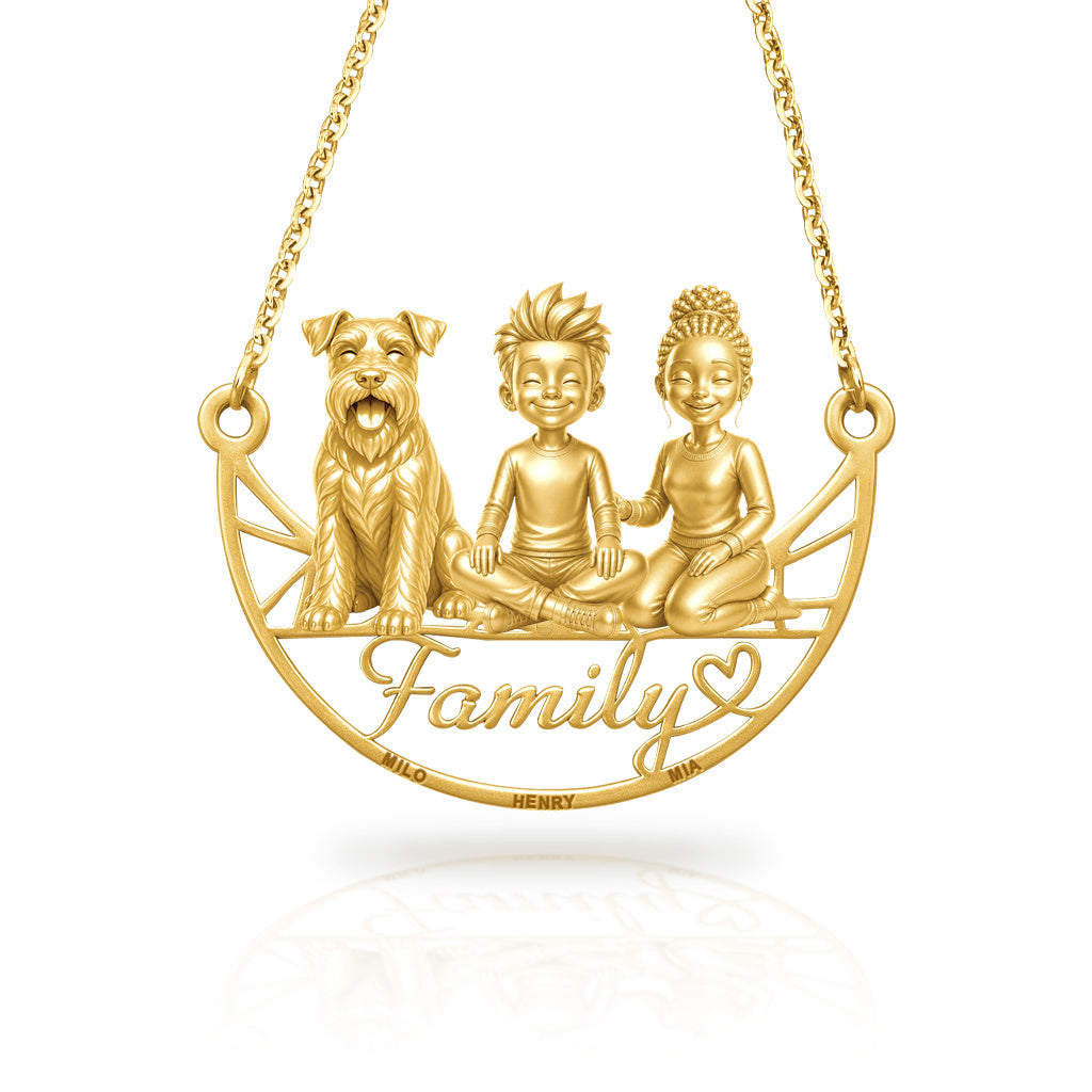 Soulyshine Schnauzer Standard natural ears family and dog handcrafted necklace