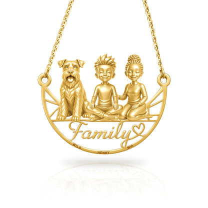 Soulyshine Schnauzer Standard natural ears family and dog handcrafted necklace