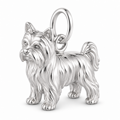 Polished silver dog charm – Biewer Terrier