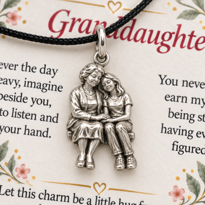 Grandma's Listening Charm: You Are Always Loved — Macro detail, silver finish
