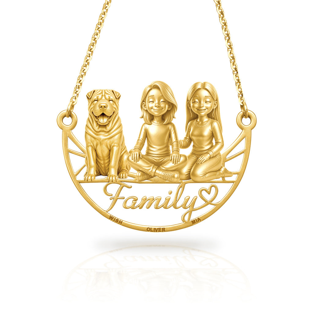 Soulyshine Shar Pei family and dog handcrafted necklace