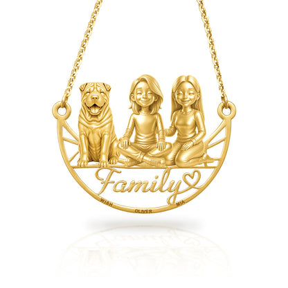 Soulyshine Shar Pei family and dog handcrafted necklace