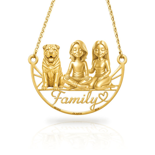 Soulyshine Shar Pei family and dog handcrafted necklace
