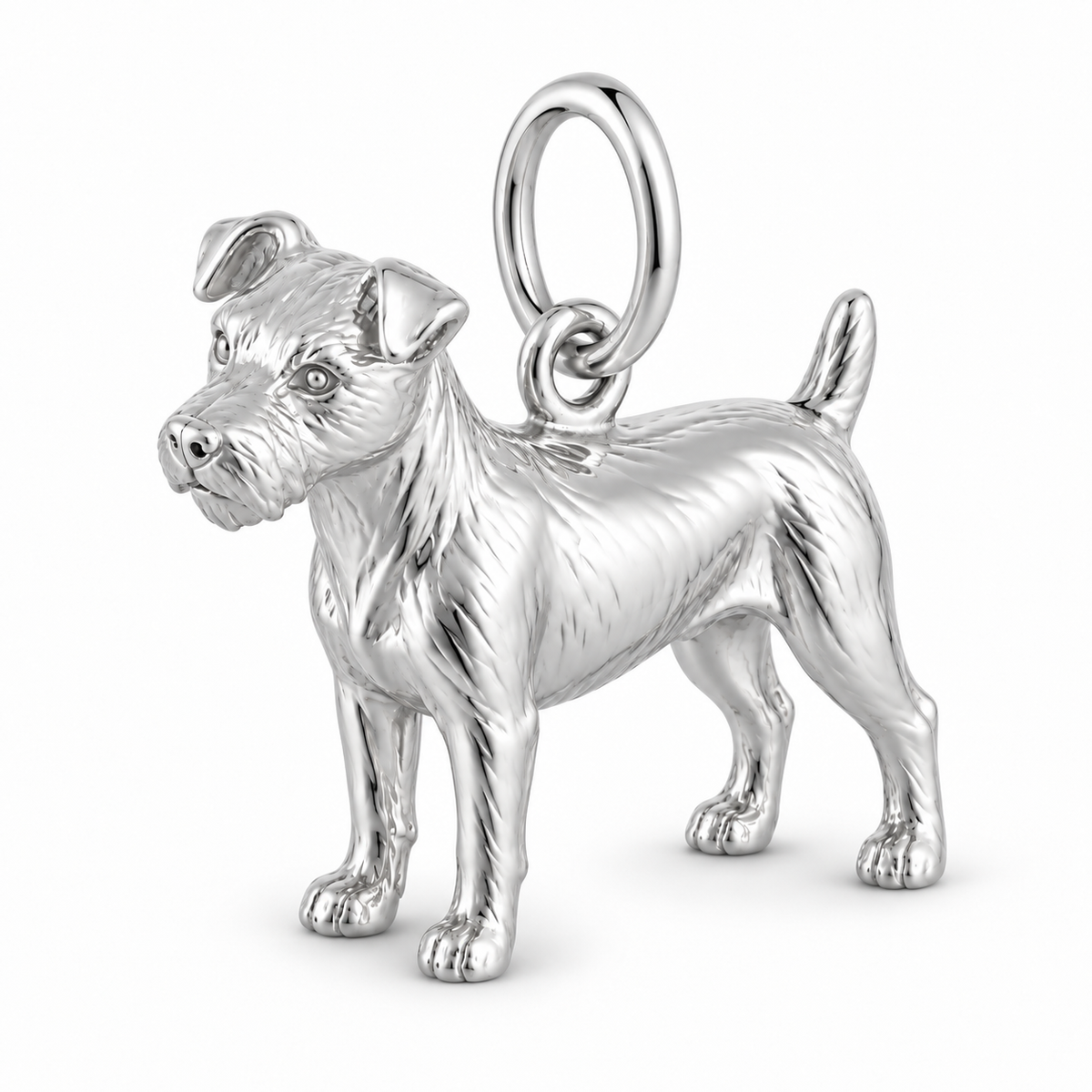 Polished silver dog charm – Parson Russell Terrier