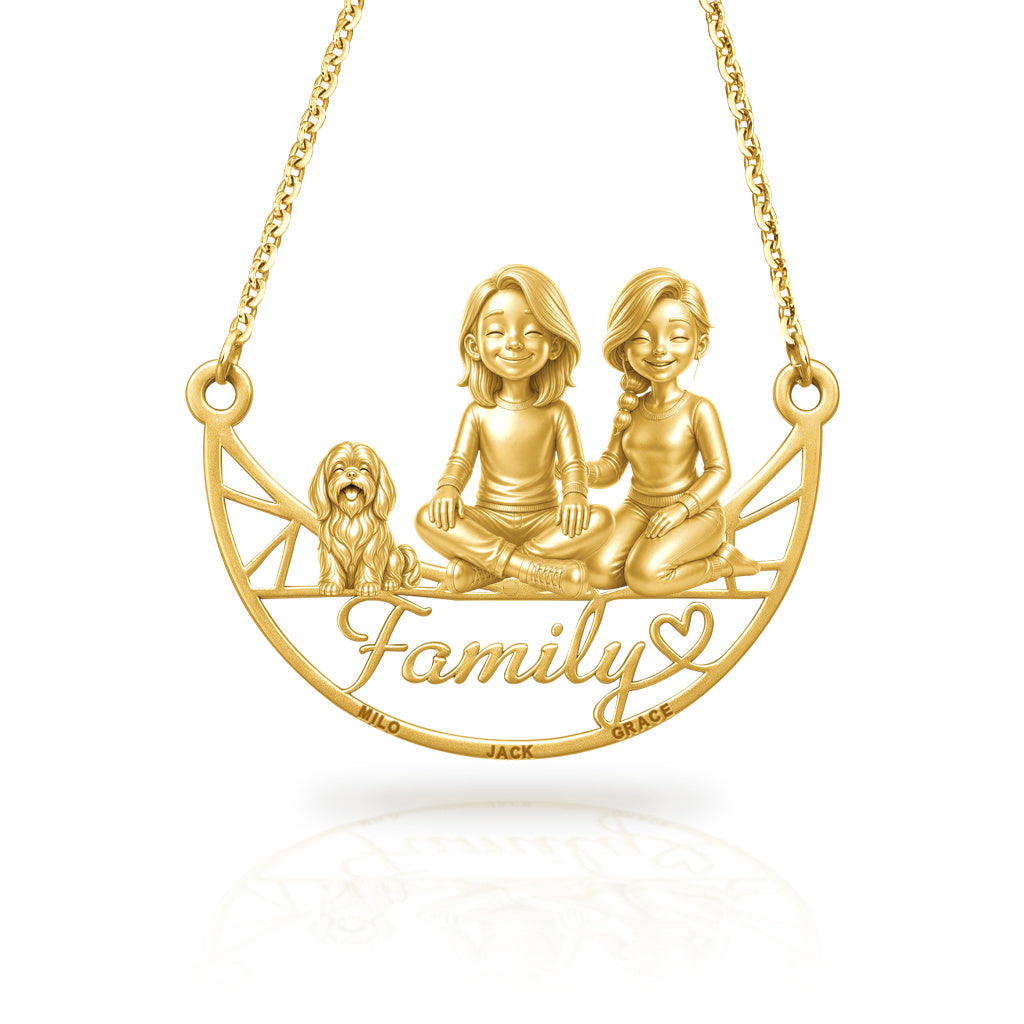 Soulyshine Shih Tzu long coat family and dog handcrafted necklace