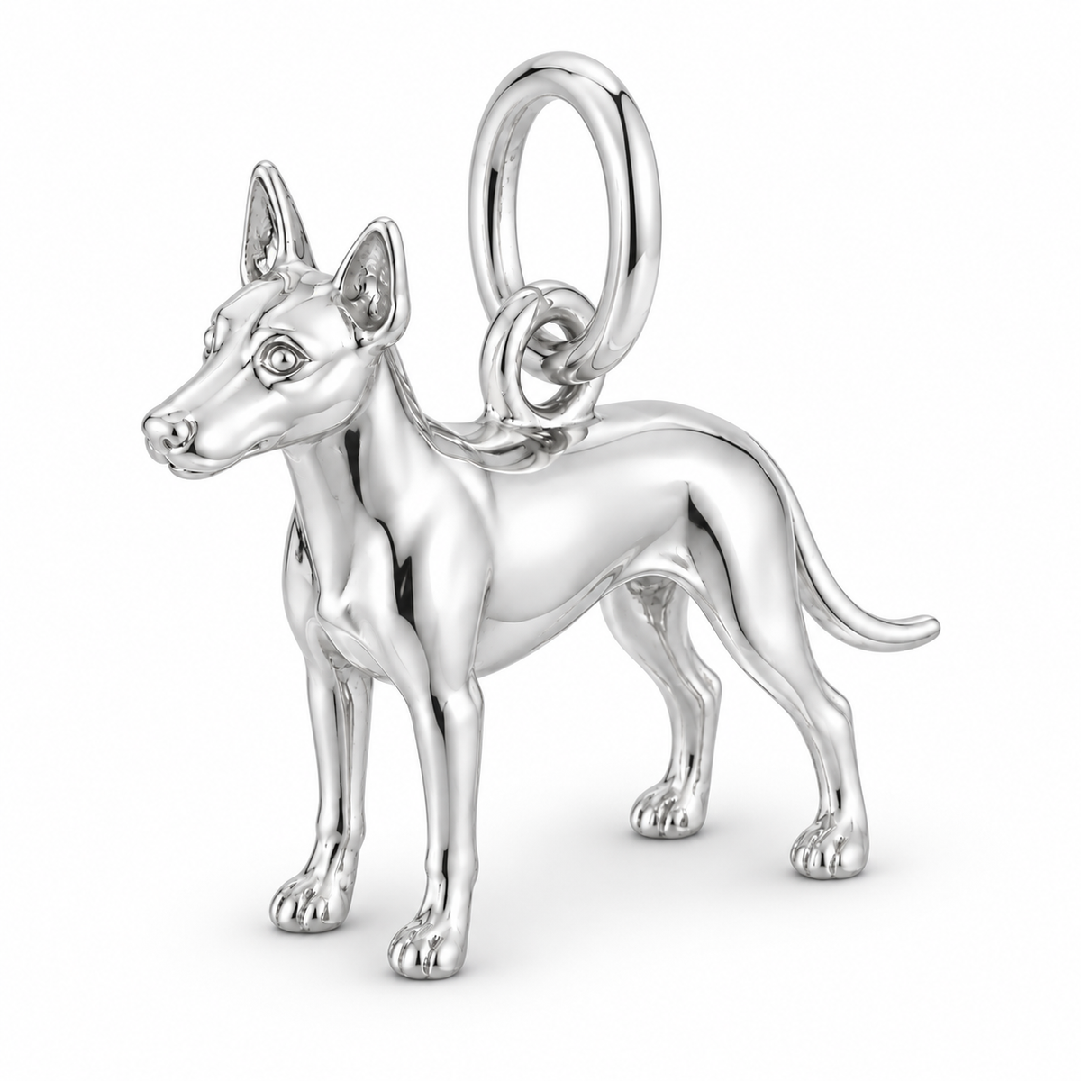 Polished silver dog charm – Manchester Terrier