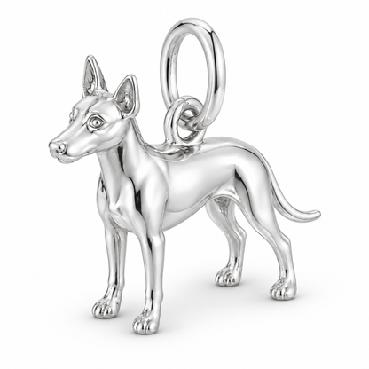 Polished silver dog charm – Manchester Terrier