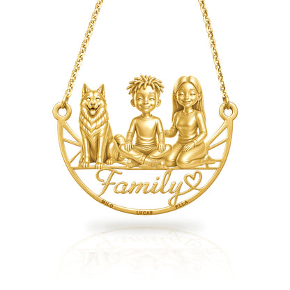 Soulyshine Siberian family and dog handcrafted necklace