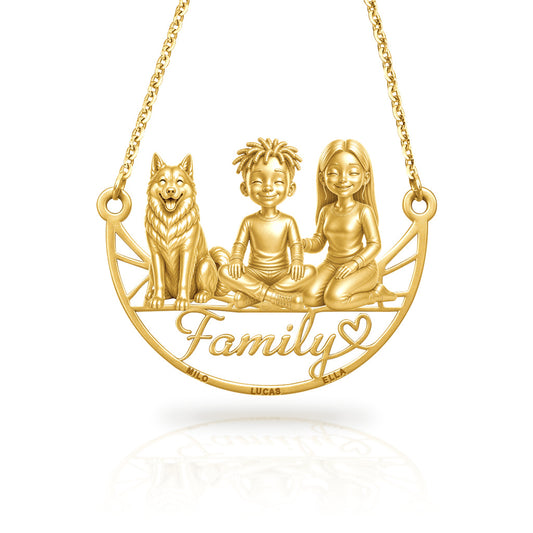 Soulyshine Siberian family and dog handcrafted necklace