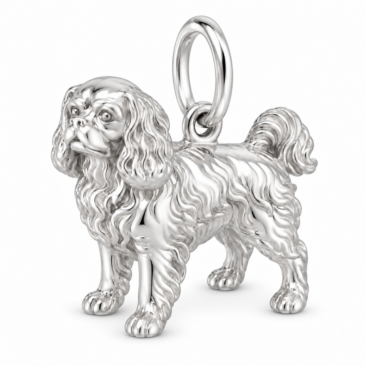 Polished silver dog charm – English Toy Spaniel