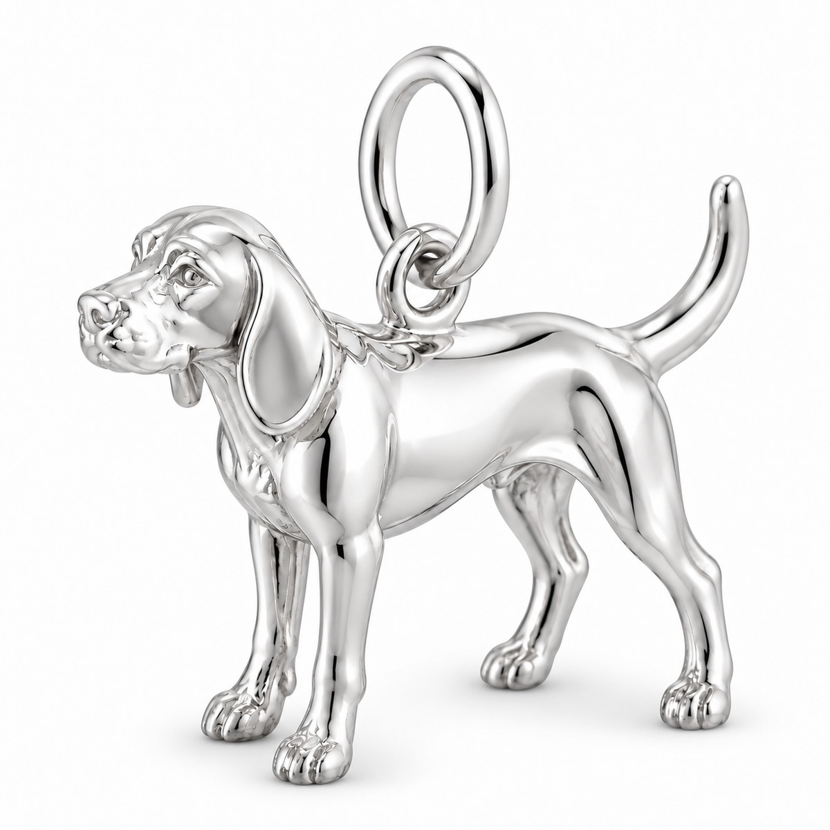 Polished silver dog charm – Black and Tan Coonhound