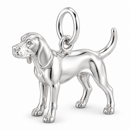 Polished silver dog charm – Black and Tan Coonhound