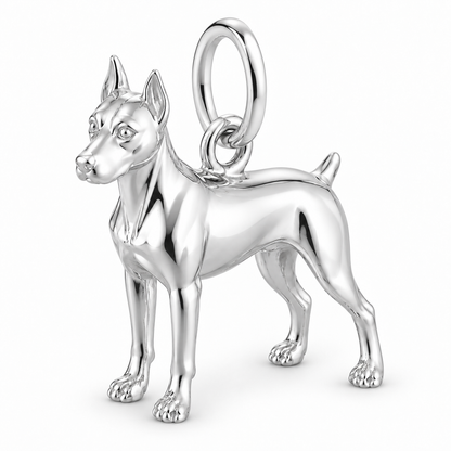 Polished silver dog charm – German Pinscher