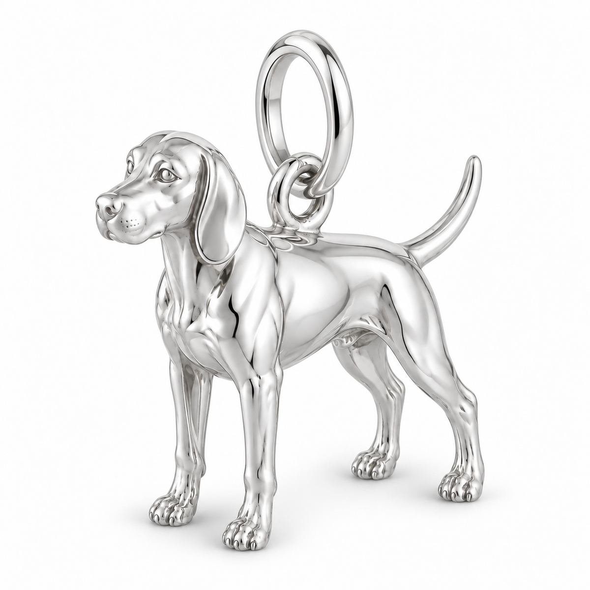 Polished silver dog charm – Redbone Coonhound
